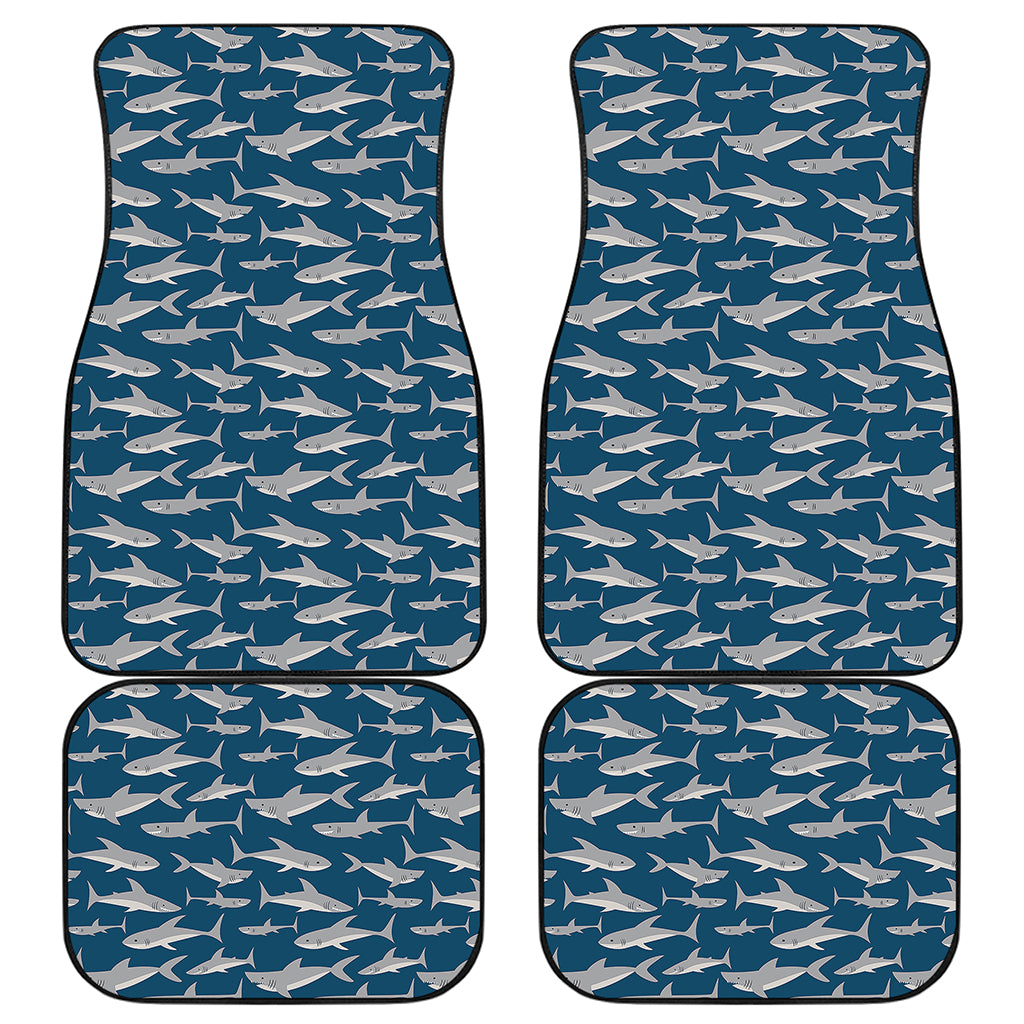 White Shark Pattern Print Front and Back Car Floor Mats