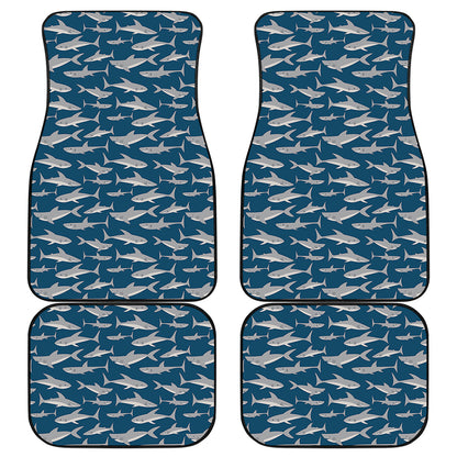 White Shark Pattern Print Front and Back Car Floor Mats