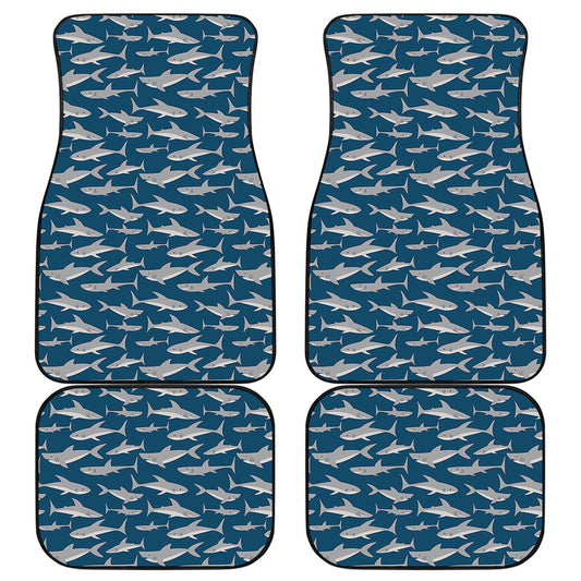 White Shark Pattern Print Front and Back Car Floor Mats