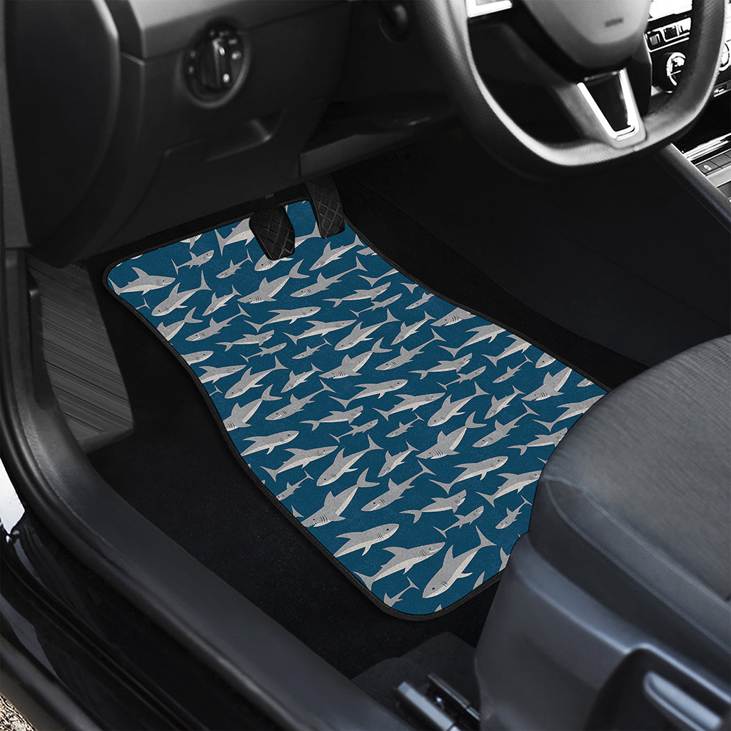 White Shark Pattern Print Front and Back Car Floor Mats