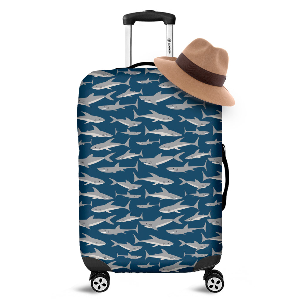 White Shark Pattern Print Luggage Cover