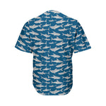 White Shark Pattern Print Men's Baseball Jersey