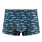 White Shark Pattern Print Men's Boxer Briefs