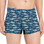 White Shark Pattern Print Men's Boxer Briefs