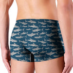 White Shark Pattern Print Men's Boxer Briefs