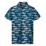 White Shark Pattern Print Men's Short Sleeve Shirt