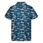 White Shark Pattern Print Men's Short Sleeve Shirt