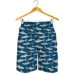 White Shark Pattern Print Men's Shorts