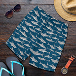 White Shark Pattern Print Men's Shorts