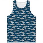 White Shark Pattern Print Men's Tank Top