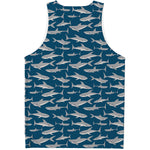 White Shark Pattern Print Men's Tank Top