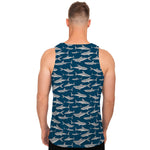 White Shark Pattern Print Men's Tank Top