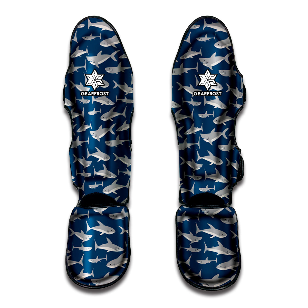 White Shark Pattern Print Muay Thai Shin Guard