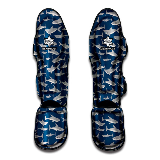 White Shark Pattern Print Muay Thai Shin Guard
