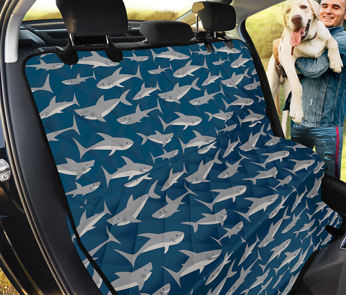 White Shark Pattern Print Pet Car Back Seat Cover