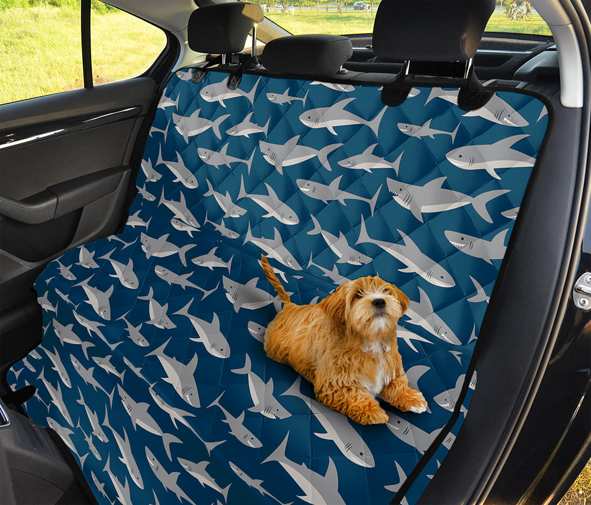 White Shark Pattern Print Pet Car Back Seat Cover