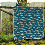 White Shark Pattern Print Quilt