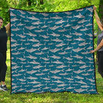 White Shark Pattern Print Quilt