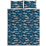 White Shark Pattern Print Quilt Bed Set