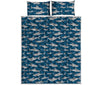 White Shark Pattern Print Quilt Bed Set