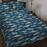 White Shark Pattern Print Quilt Bed Set