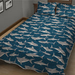 White Shark Pattern Print Quilt Bed Set