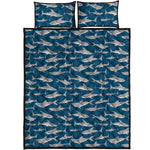 White Shark Pattern Print Quilt Bed Set