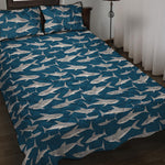 White Shark Pattern Print Quilt Bed Set