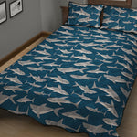 White Shark Pattern Print Quilt Bed Set