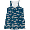 White Shark Pattern Print Women's Racerback Tank Top