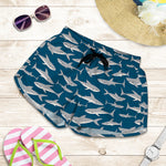 White Shark Pattern Print Women's Shorts