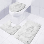 White Smoke Marble Print 3 Piece Bath Mat Set