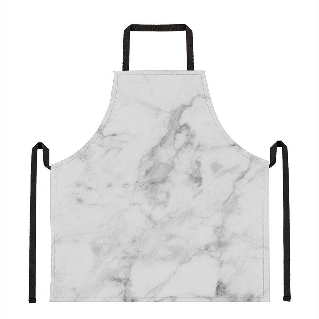 White Smoke Marble Print Apron