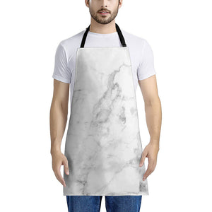 White Smoke Marble Print Apron