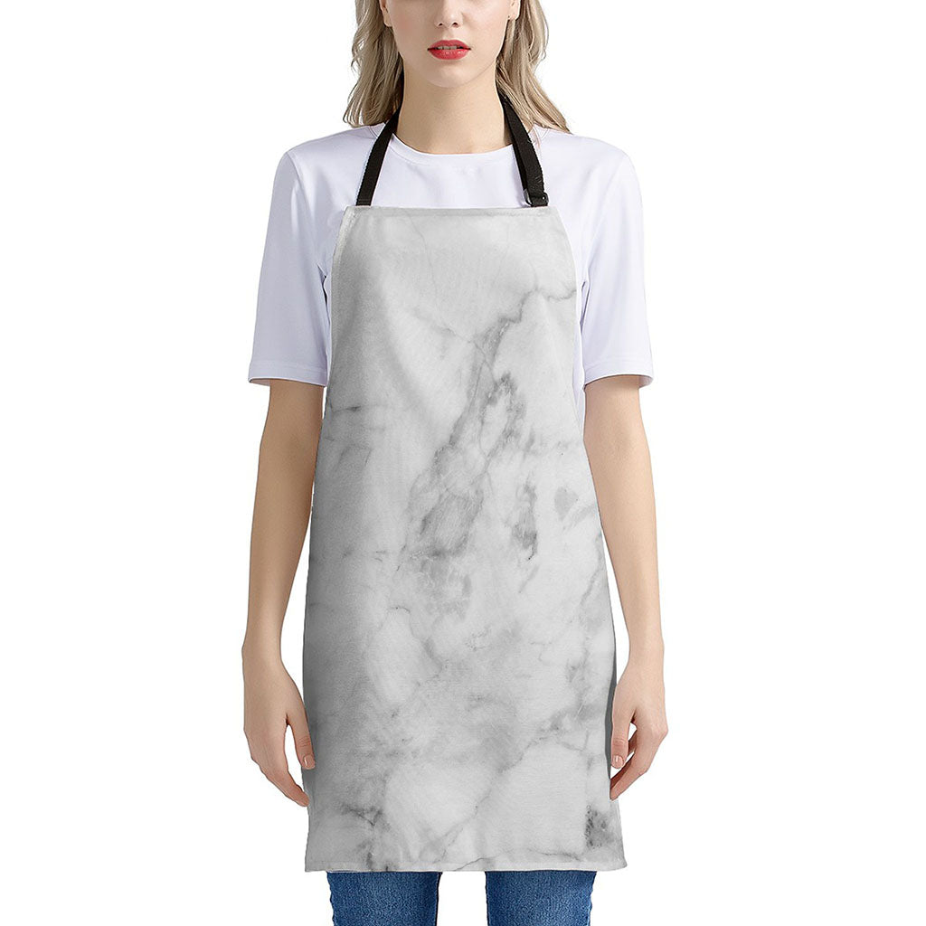 White Smoke Marble Print Apron