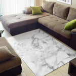 White Smoke Marble Print Area Rug GearFrost