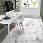 White Smoke Marble Print Area Rug GearFrost