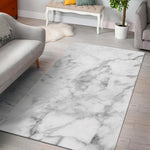 White Smoke Marble Print Area Rug GearFrost