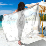 White Smoke Marble Print Beach Sarong Wrap
