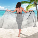 White Smoke Marble Print Beach Sarong Wrap