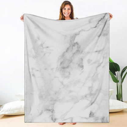 White Smoke Marble Print Blanket