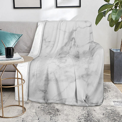 White Smoke Marble Print Blanket