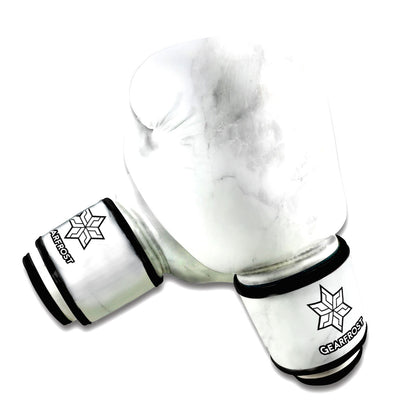 White Smoke Marble Print Boxing Gloves