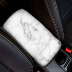 White Smoke Marble Print Car Center Console Cover