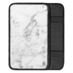 White Smoke Marble Print Car Center Console Cover