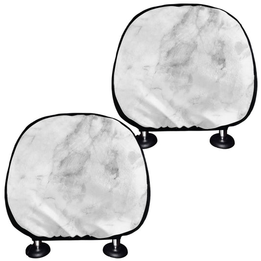 White Smoke Marble Print Car Headrest Covers