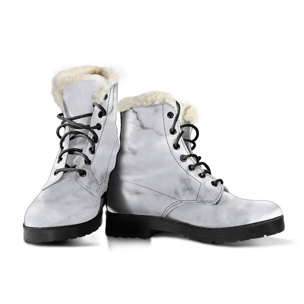 White Smoke Marble Print Comfy Boots GearFrost