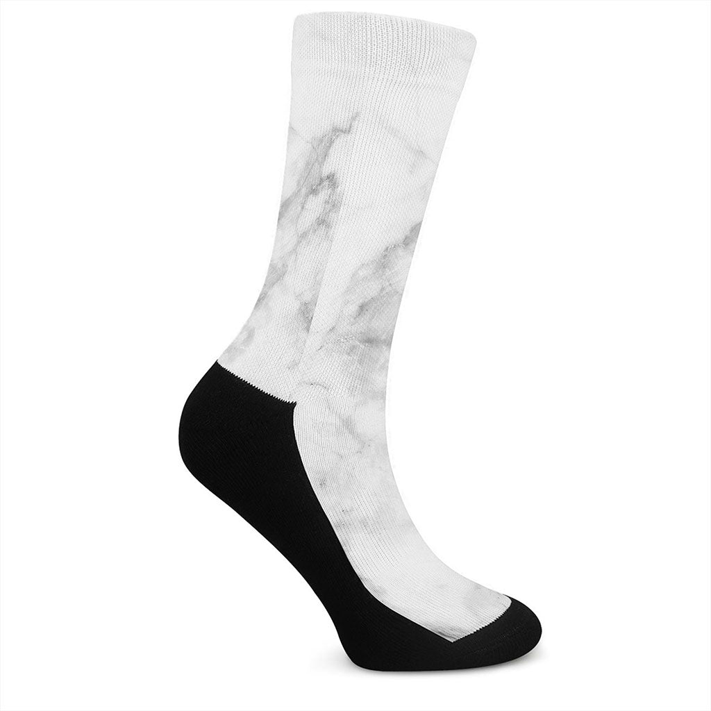 White Smoke Marble Print Crew Socks