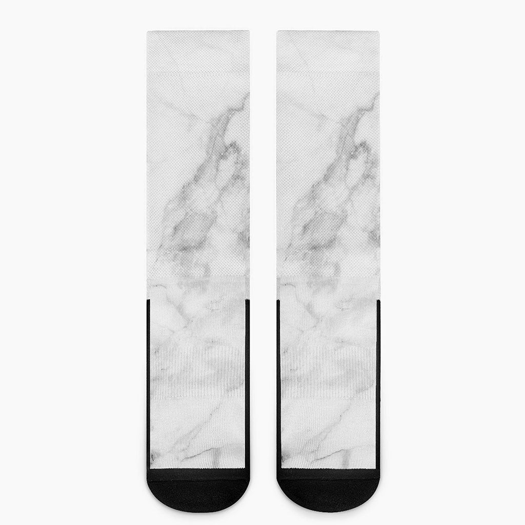 White Smoke Marble Print Crew Socks