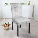 White Smoke Marble Print Dining Chair Slipcover